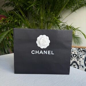 Chanel Black Shopping Gift Bag with Camellia Flower